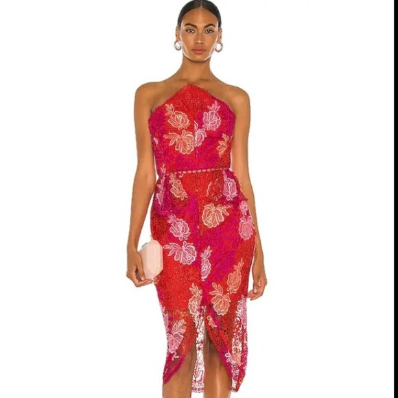 Elliatt x Revolve The Shot Tulip Dress Size M Red Asymmetrical Cutout Cocktail - Picture 1 of 4